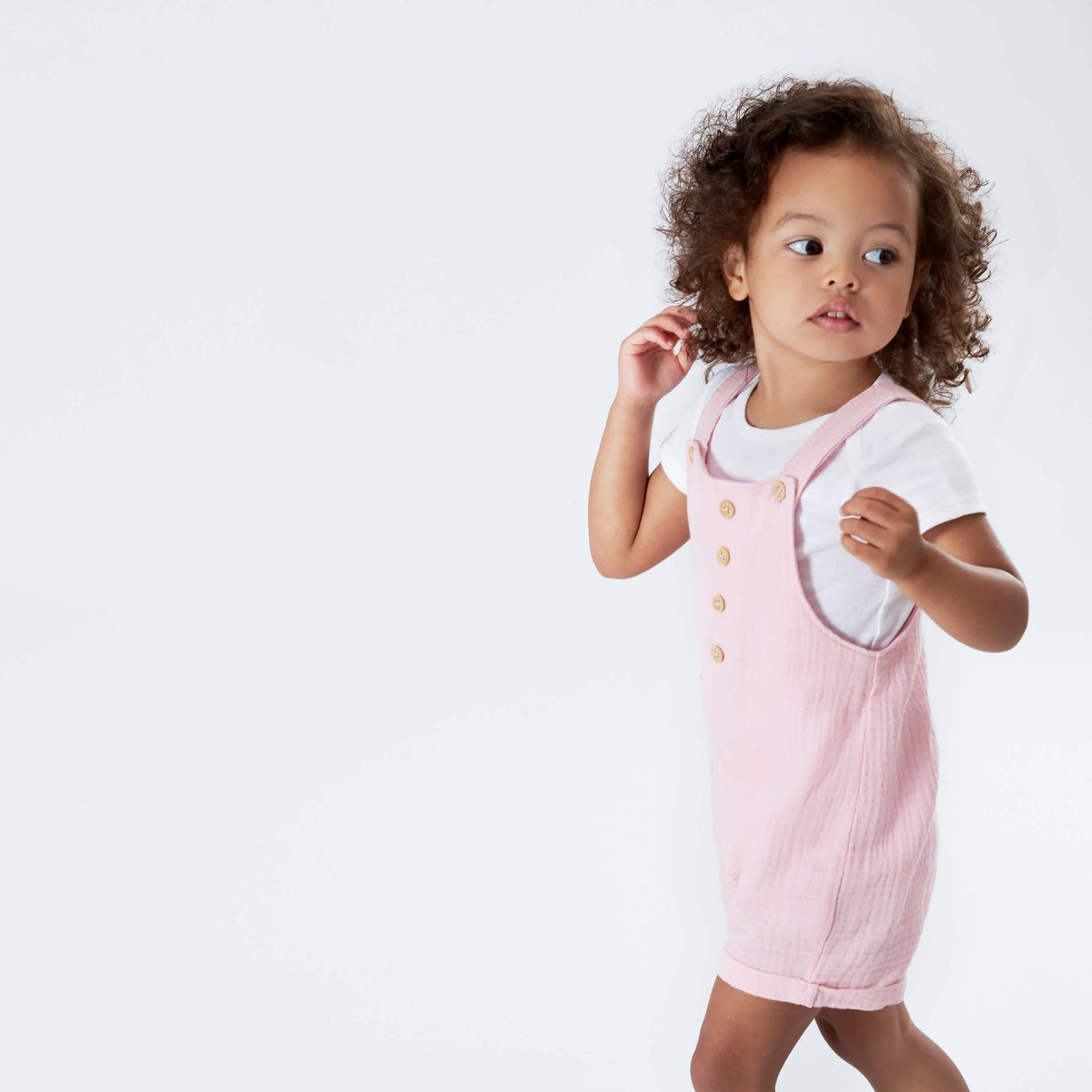Infant & Toddler Pink Gauze Shortall, view 4
