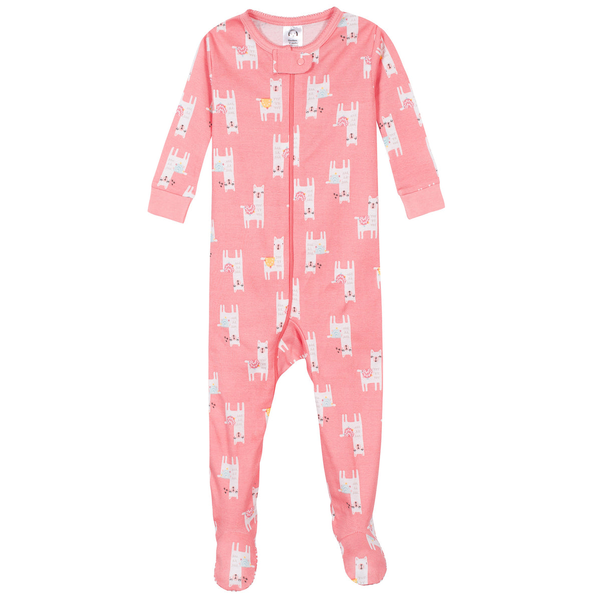 2-Pack Girls Llama Snug Fit Footed Cotton Pajamas, view 2