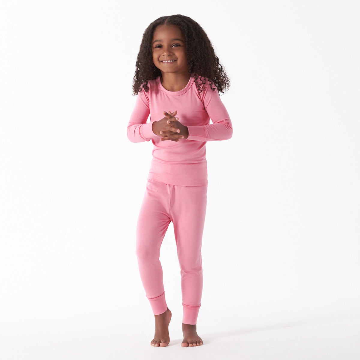 2-Piece Infant & Toddler Pink Lemonade Buttery Soft Viscose Made from Eucalyptus Snug Fit Pajamas, view 3
