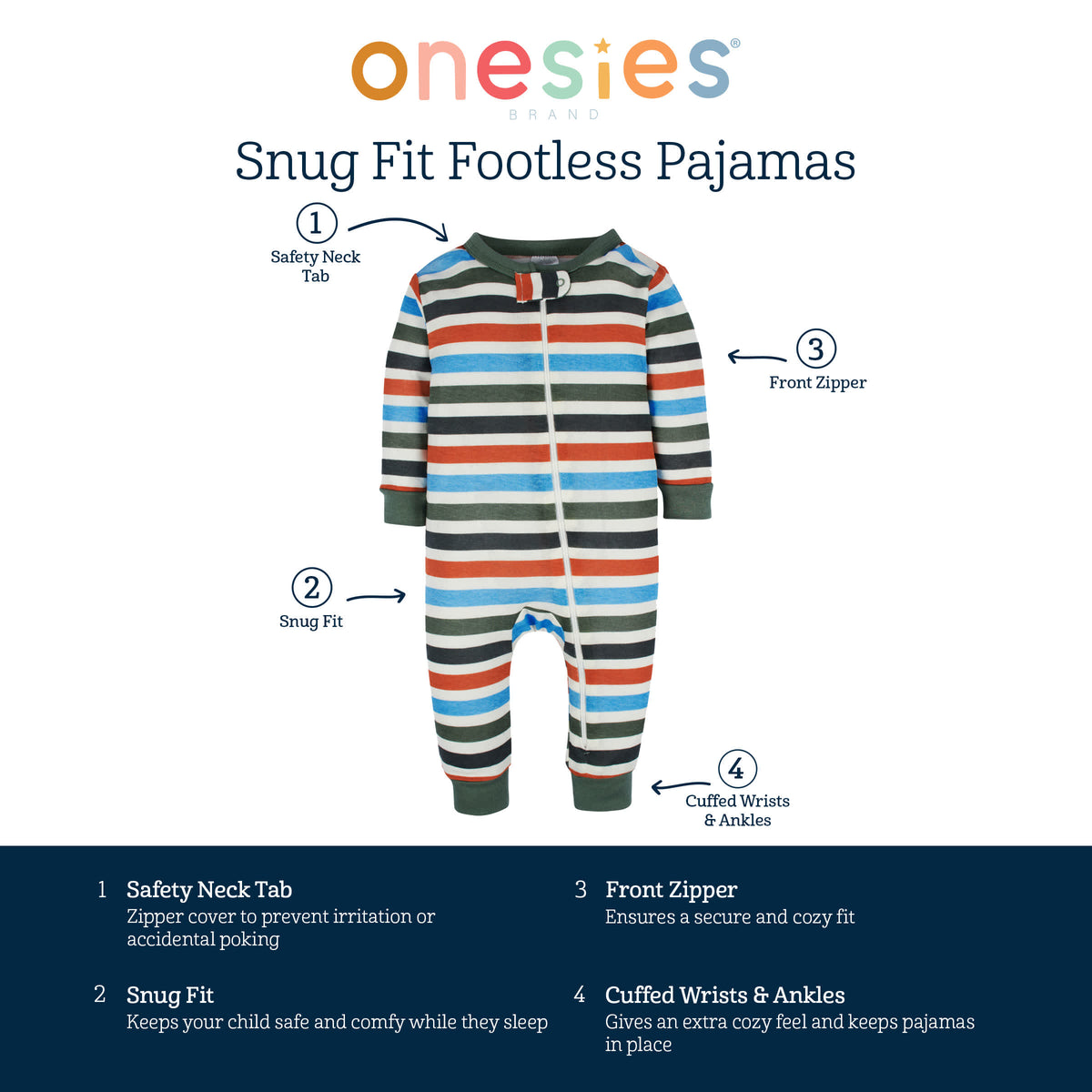 3-Pack Baby Girls Starry Nights Footless Pajamas, view 8