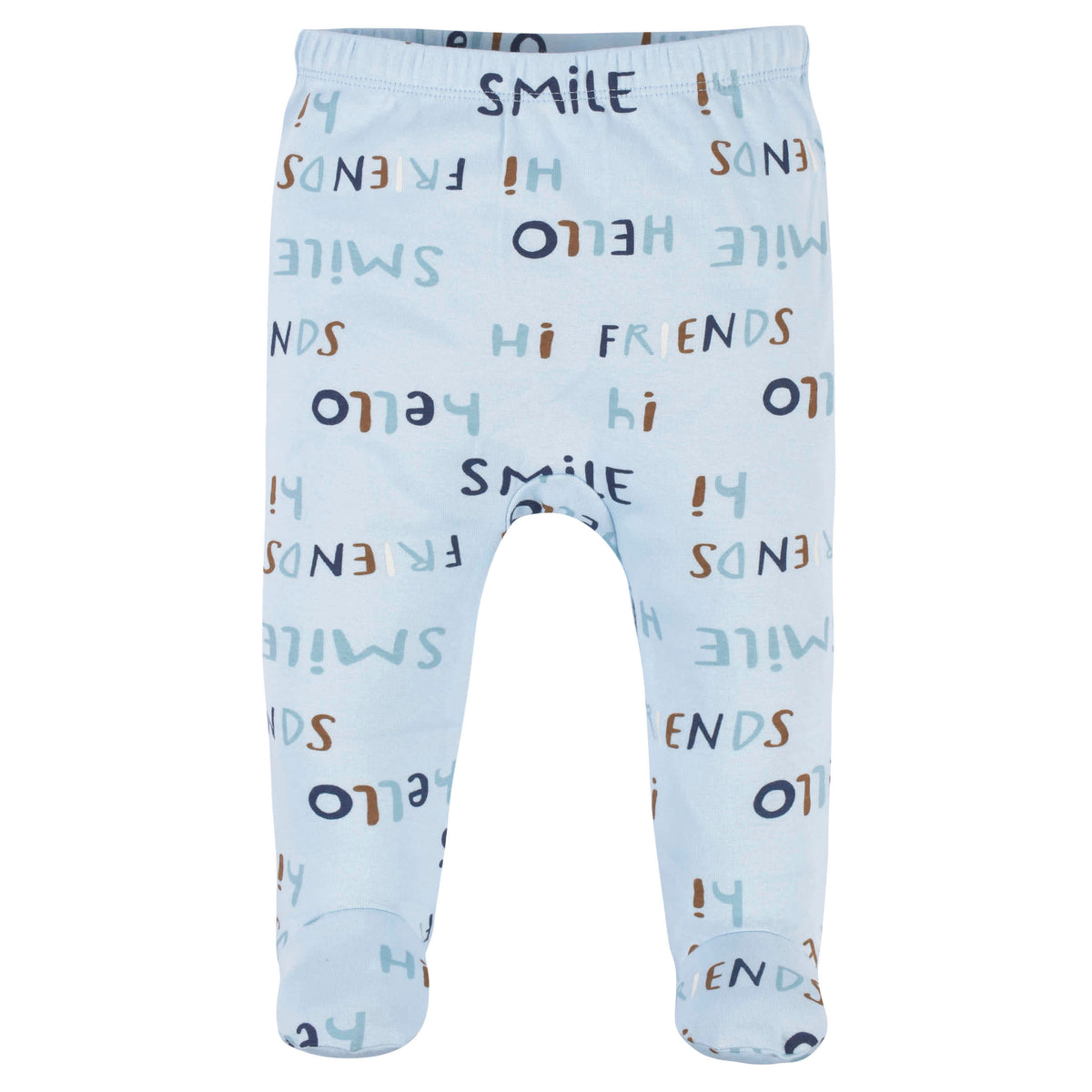 3-Piece Baby Boys Comfy Stretch "Smile" Long Sleeve Shirt, Footed Pant, & Cap Set, view 5