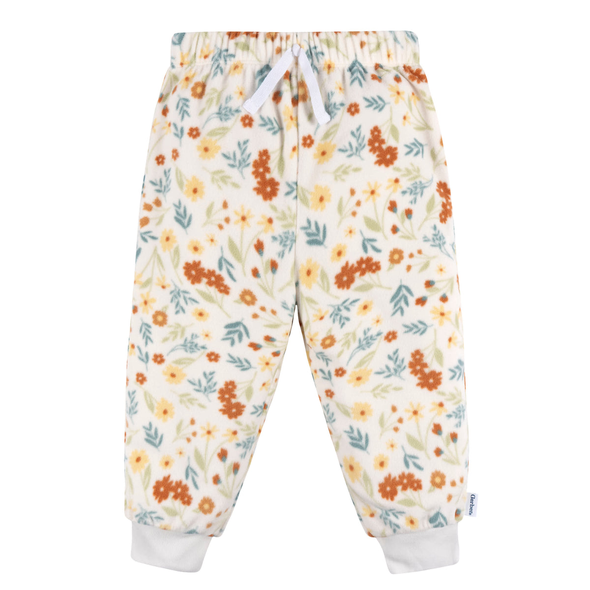 2-Piece Infant & Toddler Girls Ivory Floral Fleece Pajamas, view 6