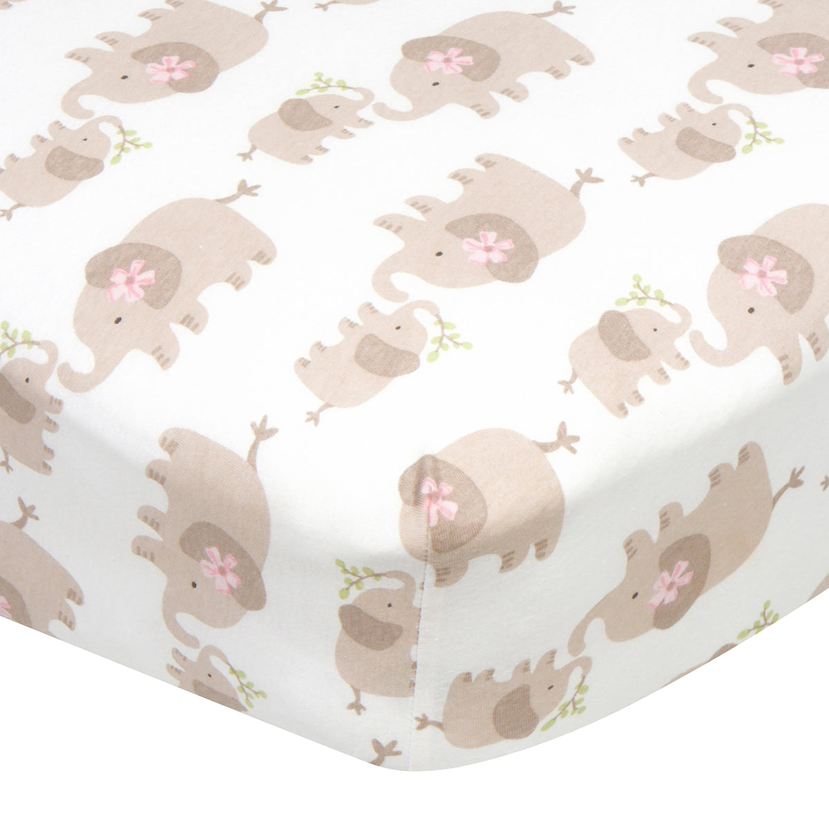 Baby Girls Elephants Fitted Crib Sheet