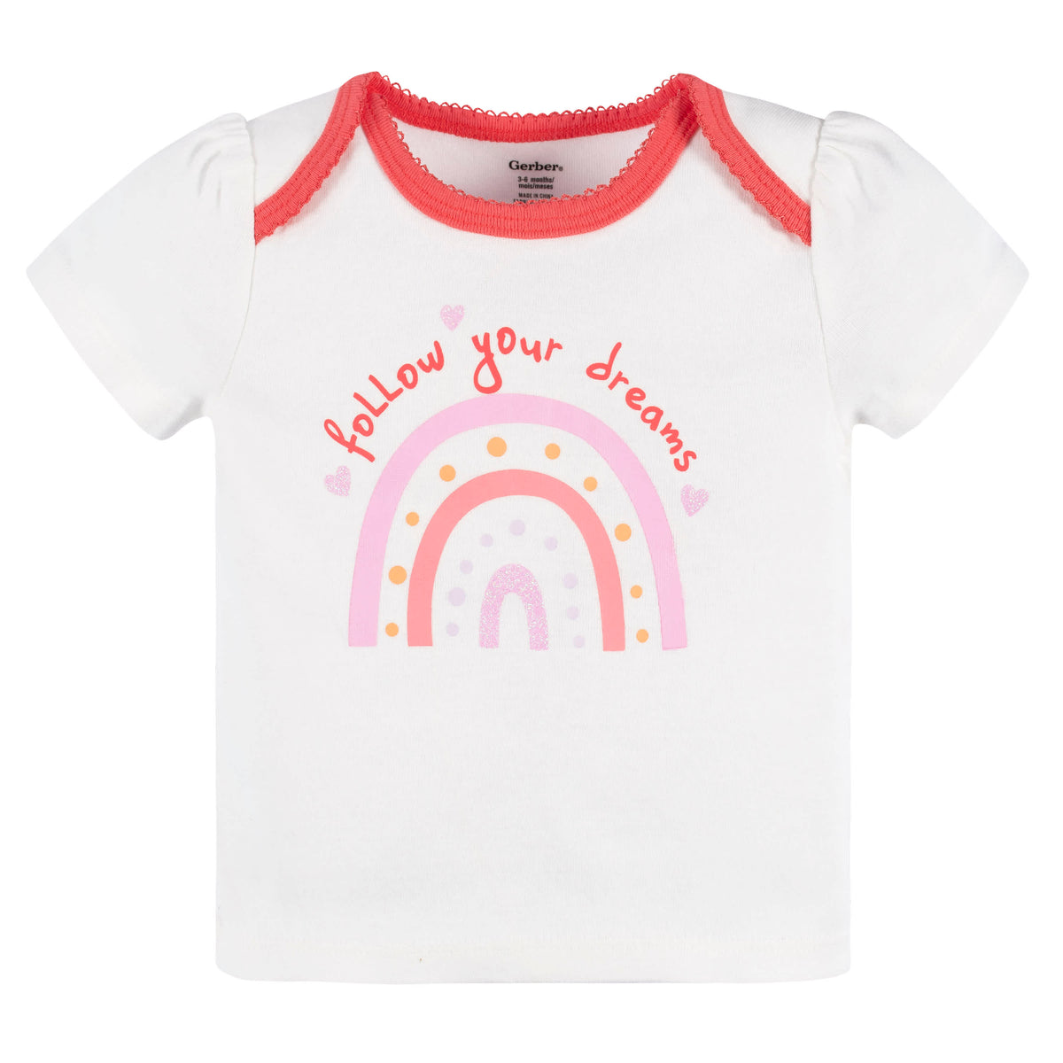 4-Piece Baby Girls Rainbow Dreams Onesies Bodysuit, Tee, Skort & Pant Set, view 2