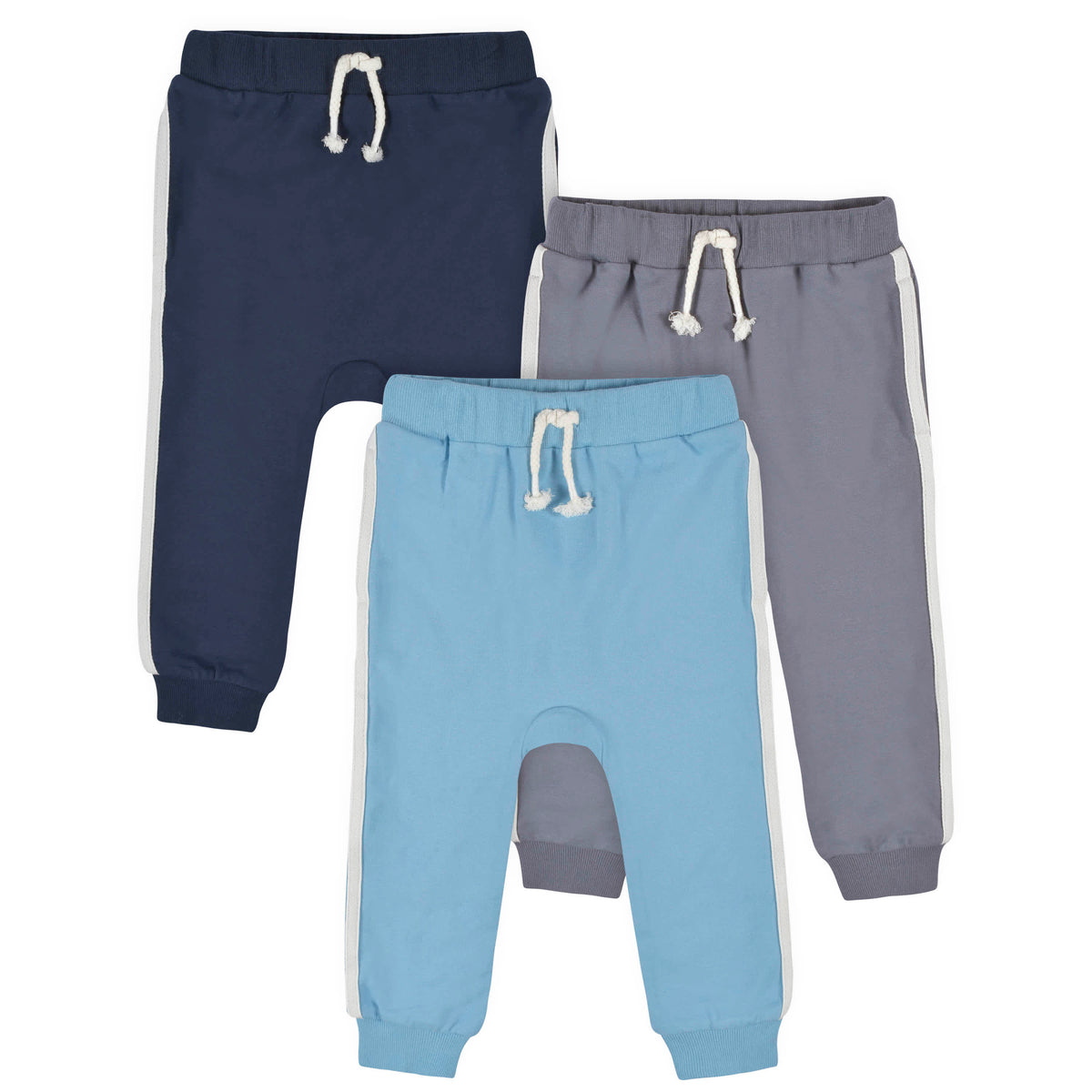 3-Pack Infant & Toddler Boys Dusty Blue & Navy Joggers