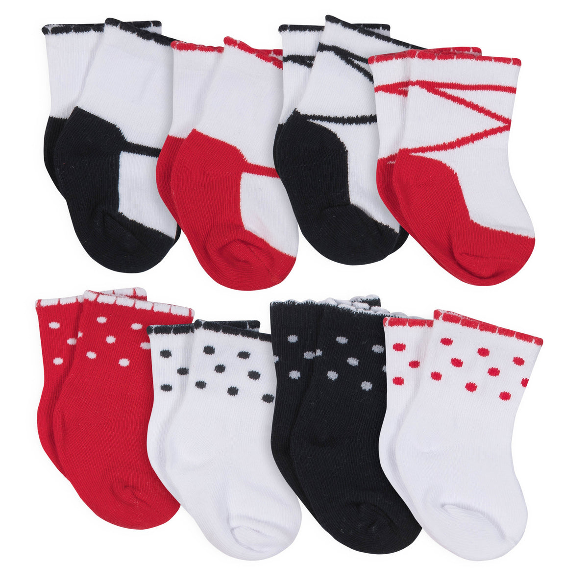 8-Pack Girls' Jersey Crew Wiggle Proof Socks