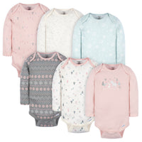6-Pack Baby Girls Home Long Sleeve Onesies® Bodysuits