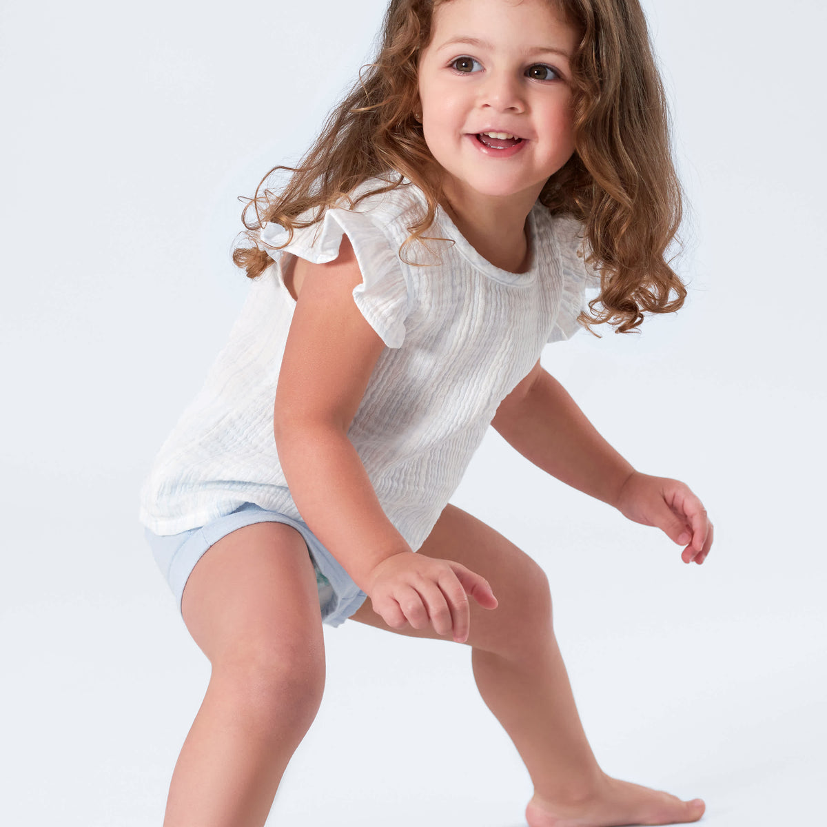 Infant & Toddler Girls Stripes Gauze Flutter Sleeve Top, view 4