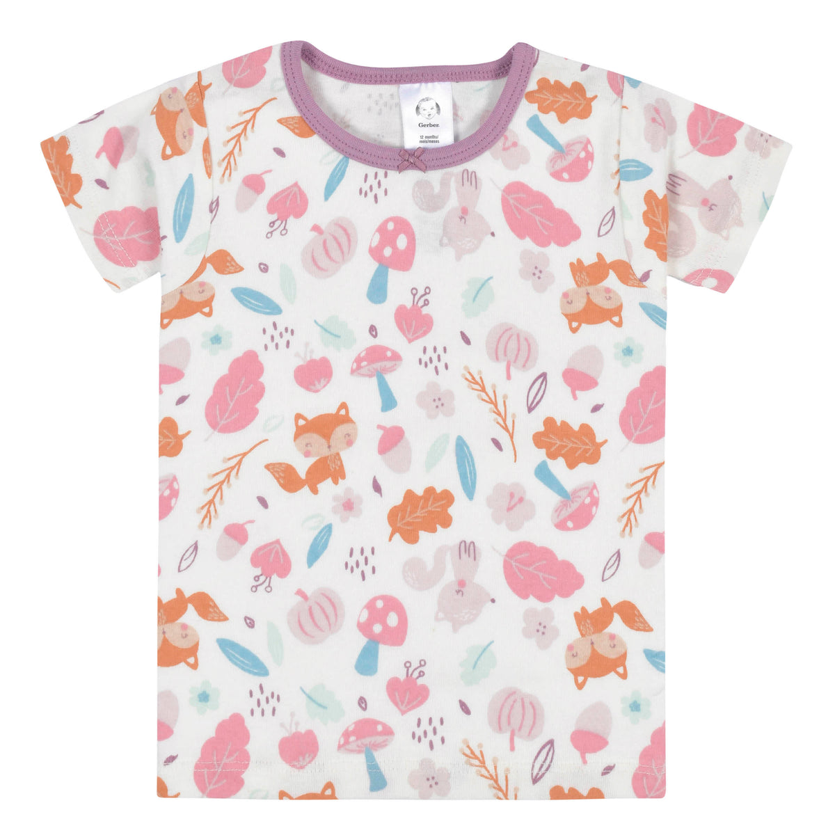 4-Piece Infant & Toddler Girls Purple Woodland Snug Fit Cotton Pajamas, view 7