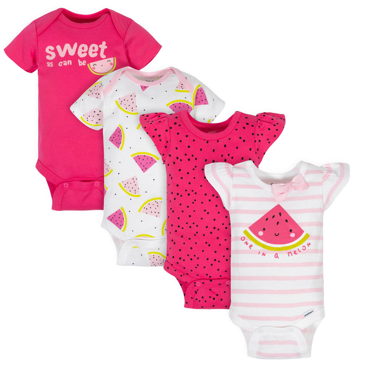 4-Pack Baby Girls Watermelon Onesies Bodysuits
