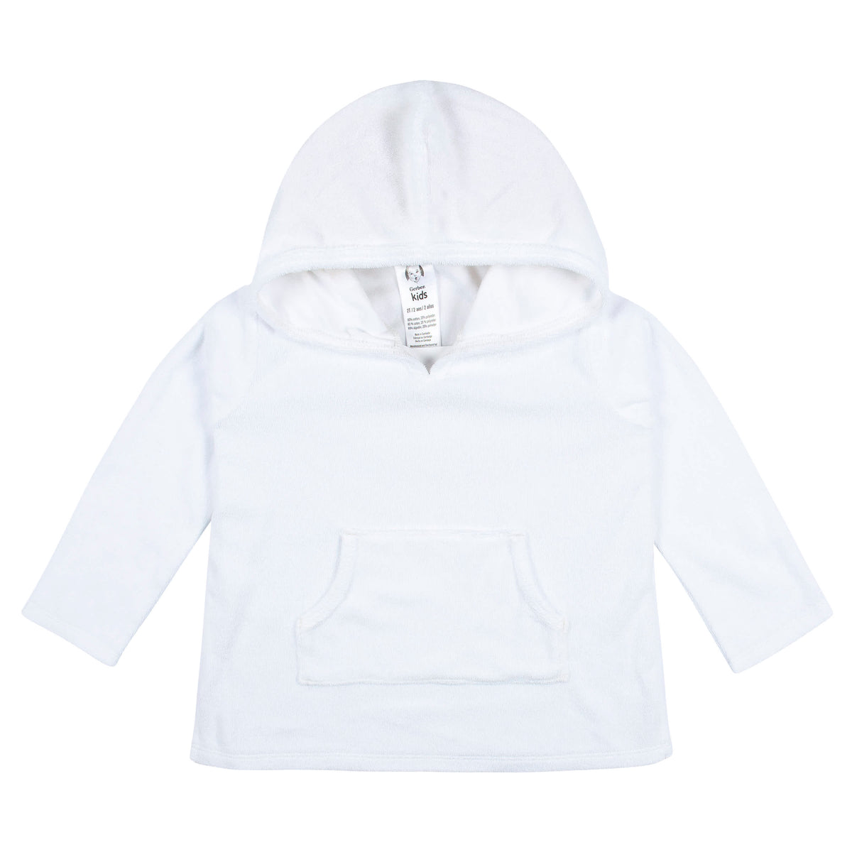 Baby & Toddler Girls White Hooded Kangaroo Pocket Terry Coverup