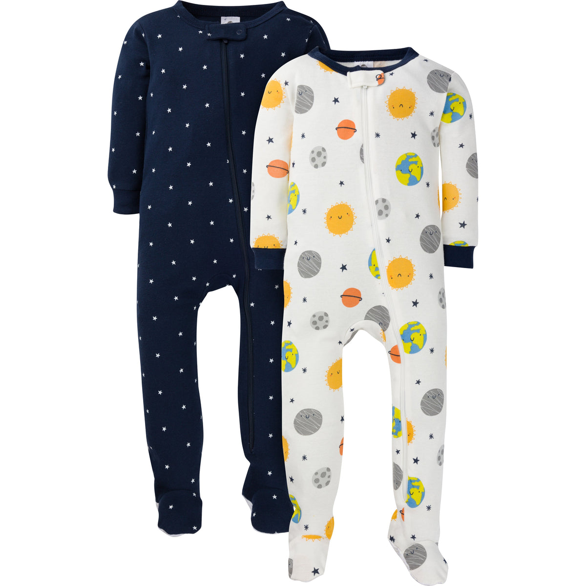 2-Pack Boys Earth Snug Fit Footed Cotton Pajamas