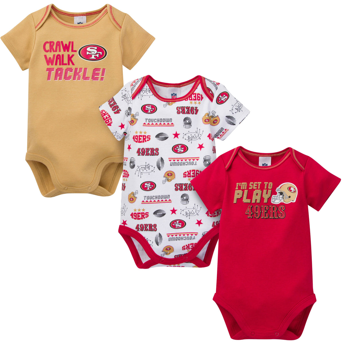 3-Pack Baby Boys 49Ers Short Sleeve Bodysuits