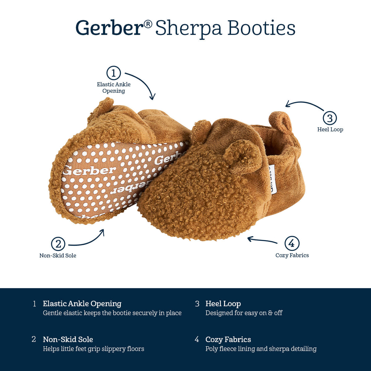 Baby Neutral Brown Sherpa Booties, view 8