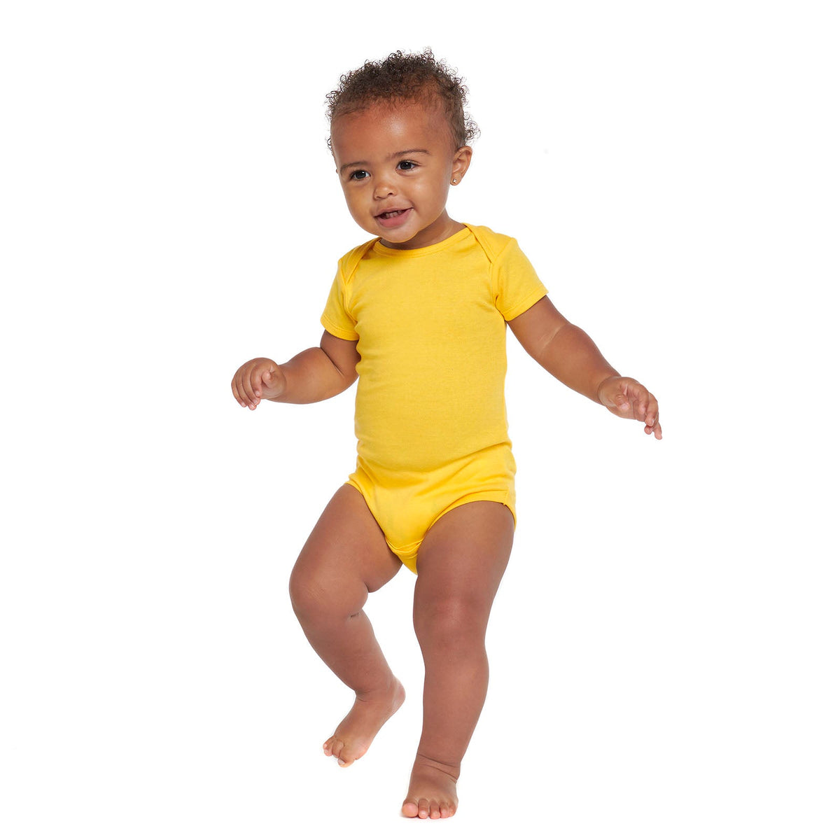 Short Sleeve Yellow Onesies Bodysuit, view 2
