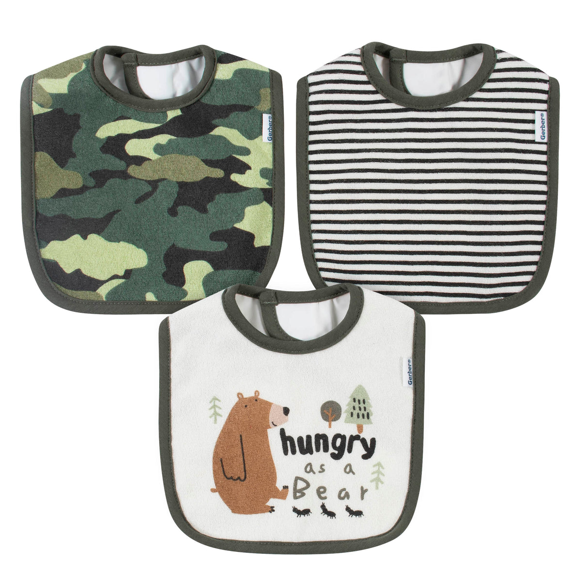 3-Pack Baby Boys Bear Bibs