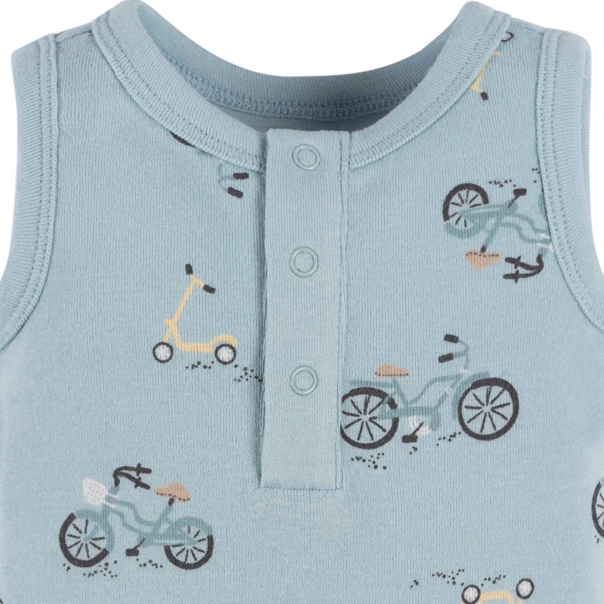 4-Pack Baby Boys Blue Bike Sleeveless Onesies Bodysuits, view 5