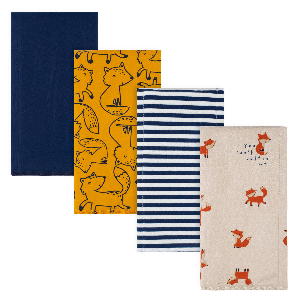 4-Pack Baby Boys Fox Flannel Burp Cloths