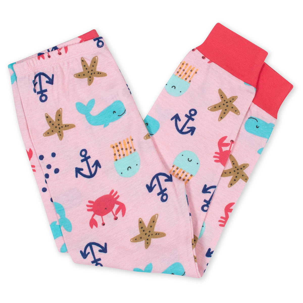 4-Piece Girls Whale Cotton Pajamas, view 2