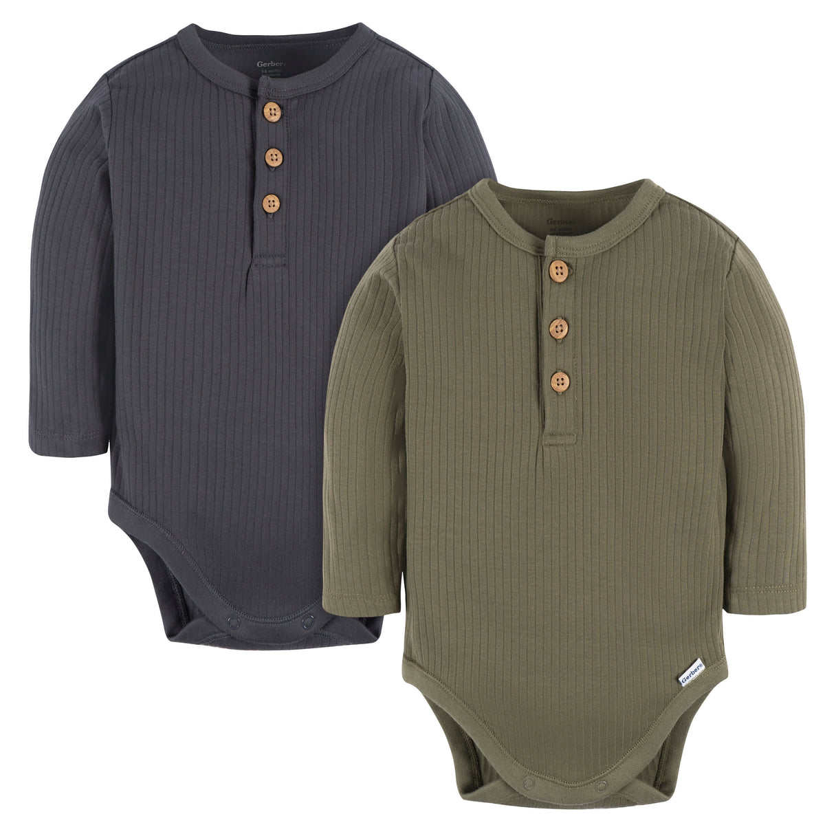 2-Pack Baby Boys Charcoal Green Bodysuits
