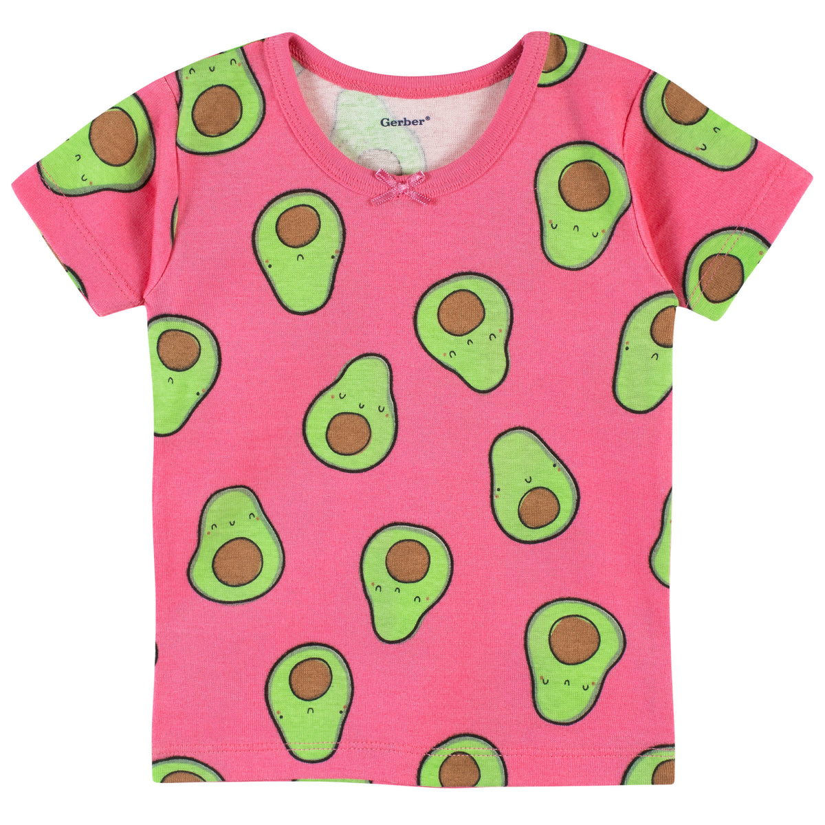 4-Piece Infant & Toddler Girls Pink Avocado Snug Fit Cotton Pajamas, view 5