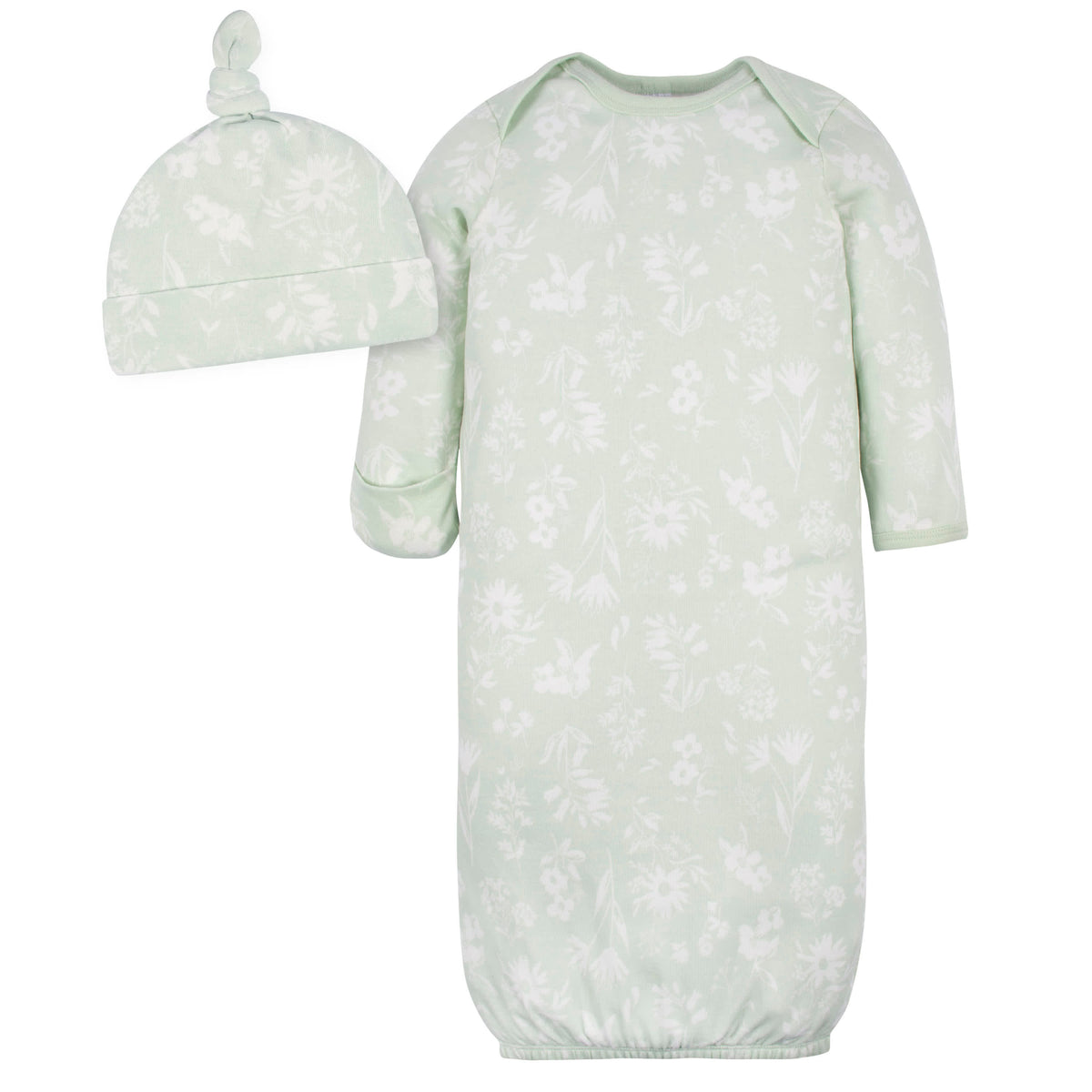 2-Piece Baby Girls Wildflower Gown & Cap Set