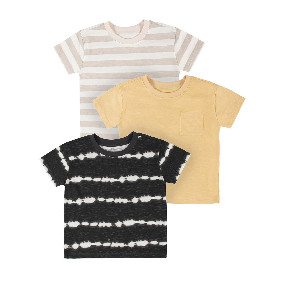 Modern Moments by Gerber 3-Pack Infant & Toddler Boys Tie Dye & Yellow Short Sleeve Tees