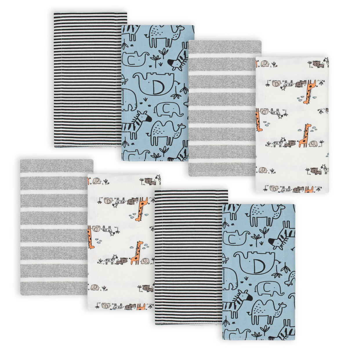 8-Pack Baby Boys Jungle Flannel Burp Cloths
