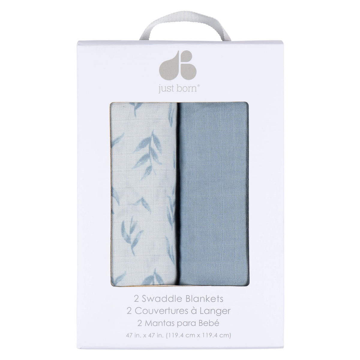 2-Pack Baby Boys Blue Leaf Muslin Swaddle Blanket, view 5