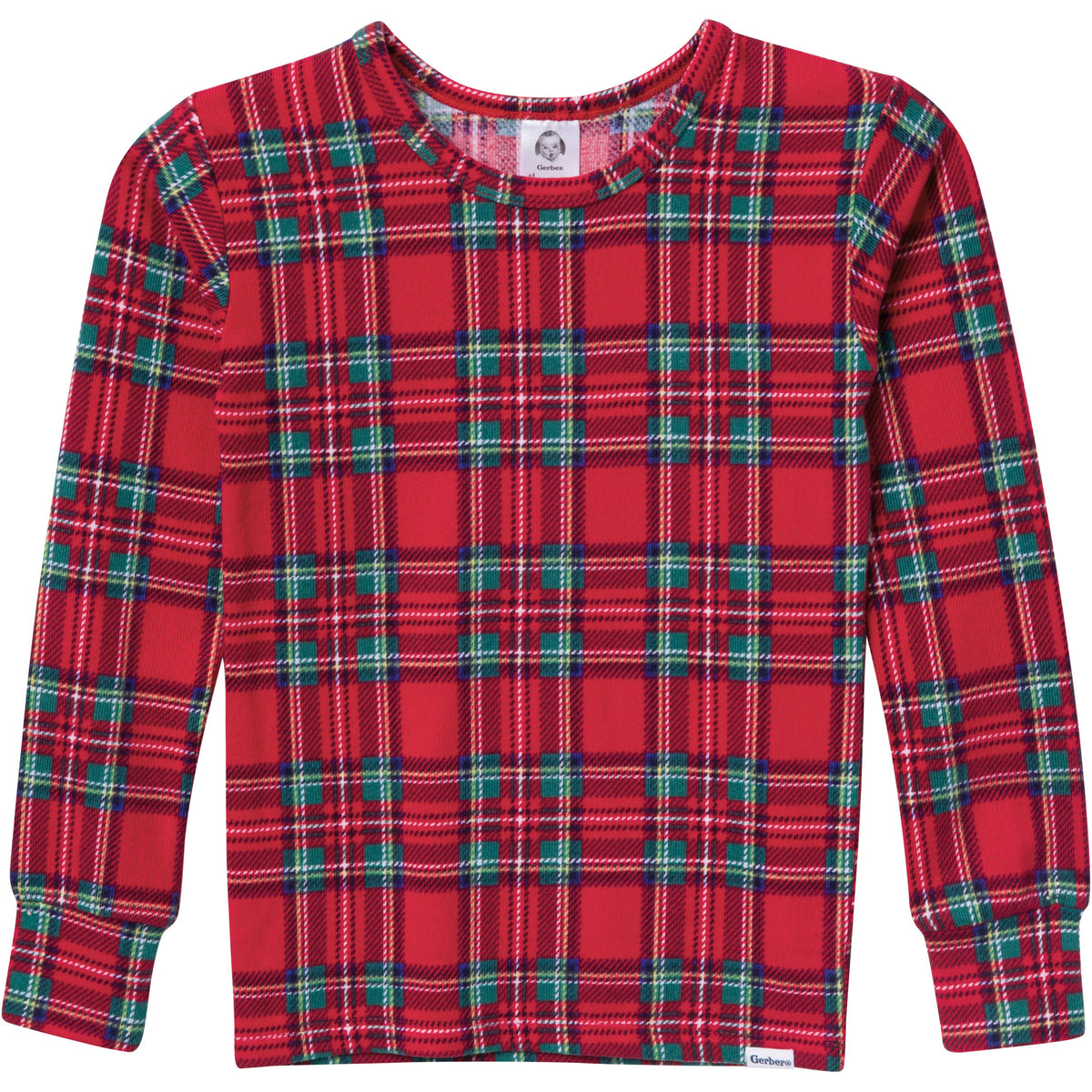 2-Piece Kids Neutral Stewart Plaid Holiday Family Pajamas, view 2