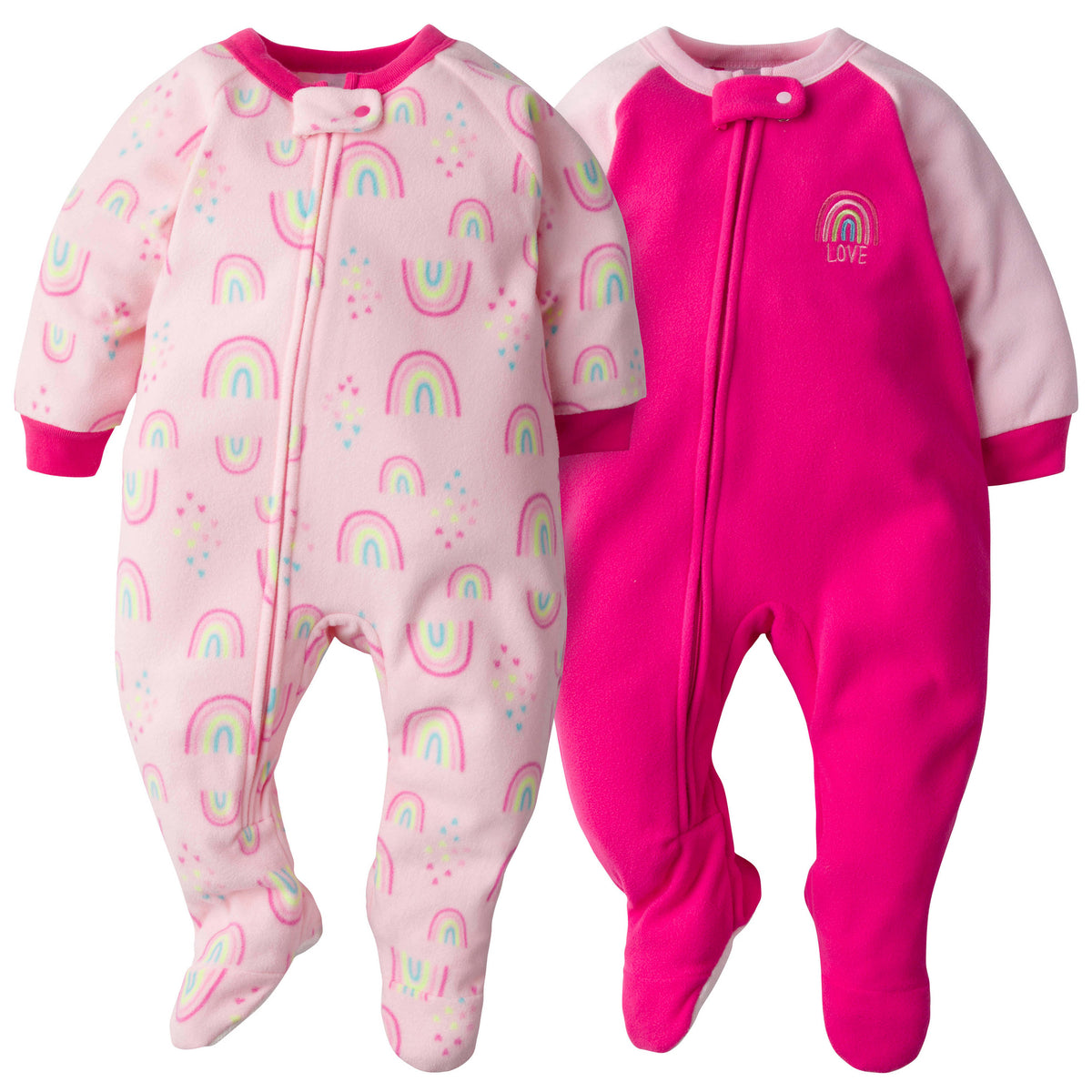 4-Pack Baby Girls Owl and Rainbow Blanket Sleepers, view 2