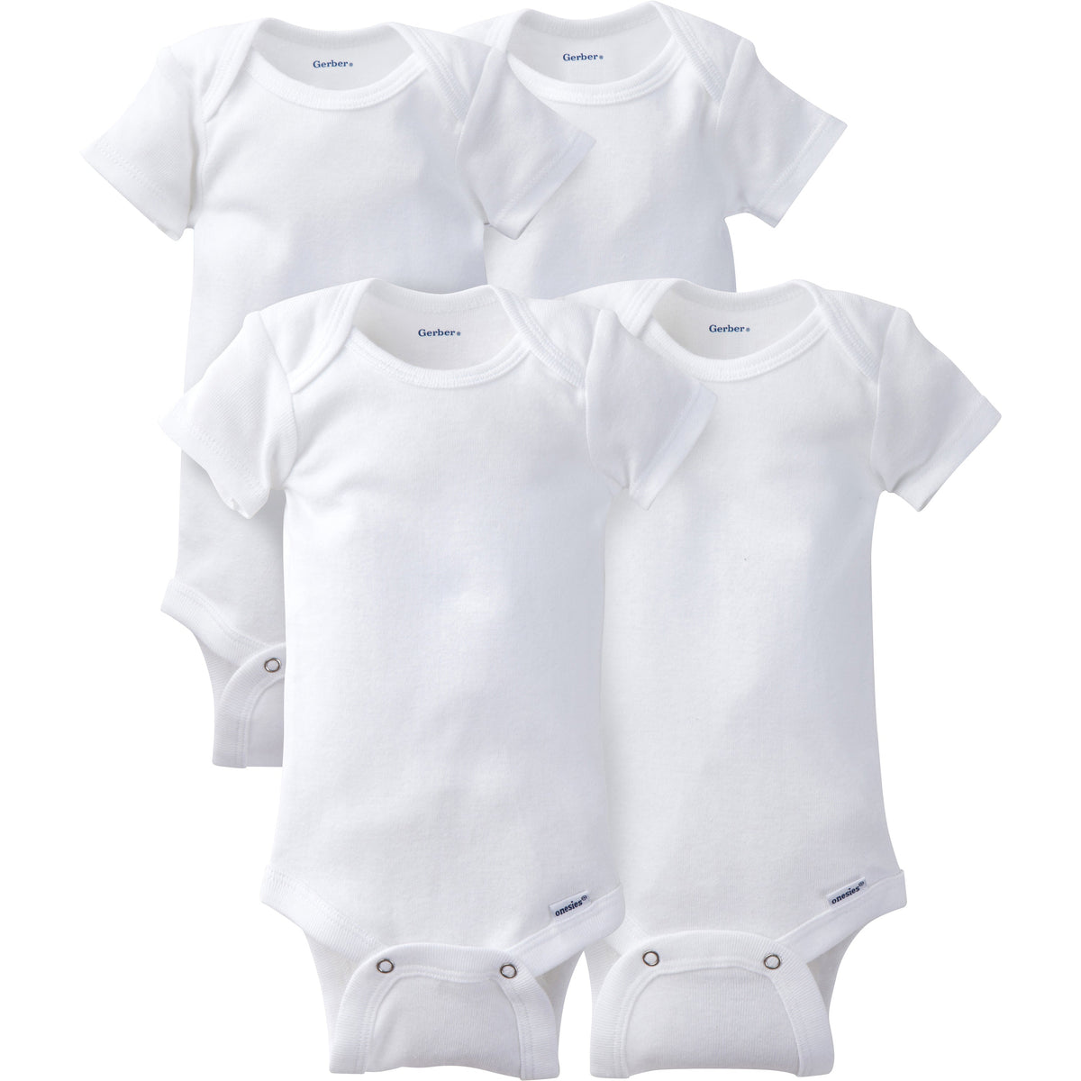 4-Pack Infant and Toddler Neutral White Short Sleeve Onesies Bodysuits