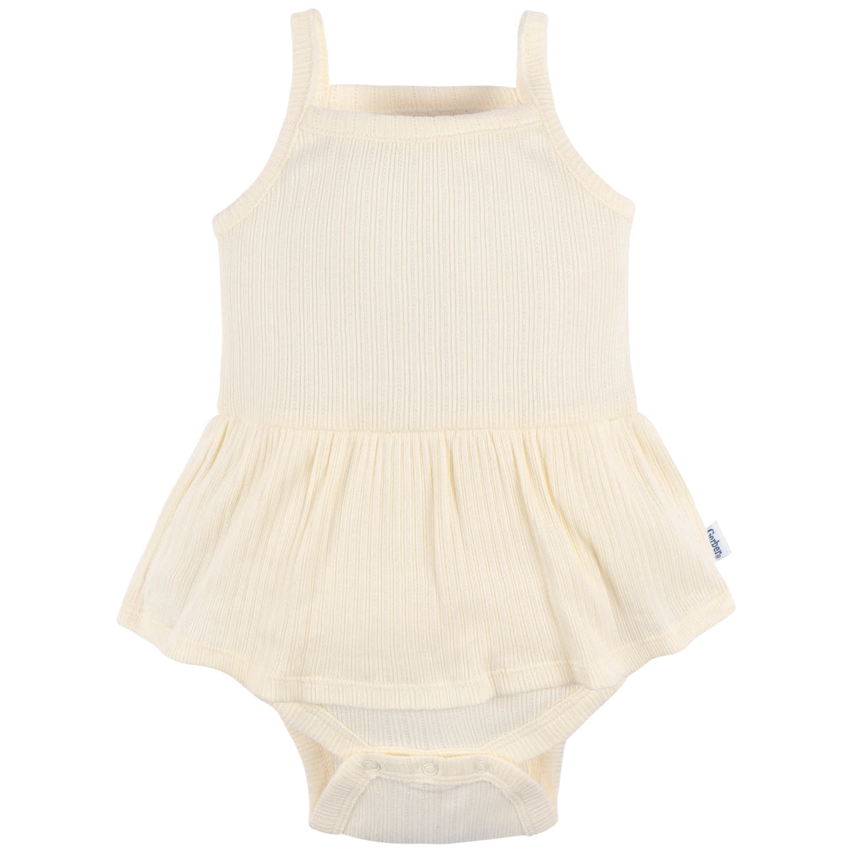 3-Pack Baby Girls Antique White Sleeveless Skirted Onesies Bodysuits, view 2