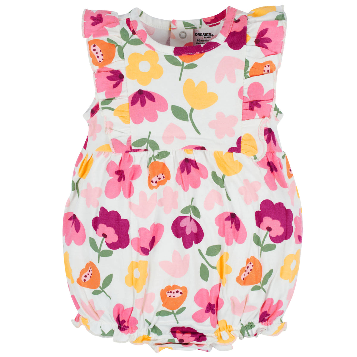 3-Pack Baby Girls Floral Fox Rompers, view 4