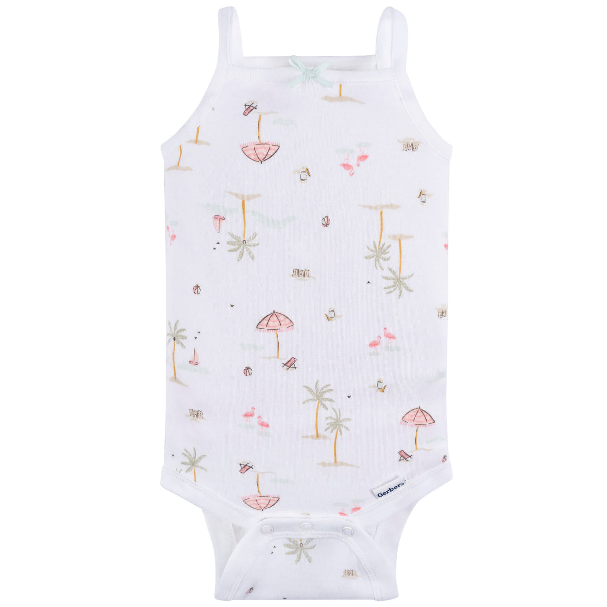 4-Pack Baby Girls Pink Flamingo Sleeveless Onesies Bodysuits, view 6