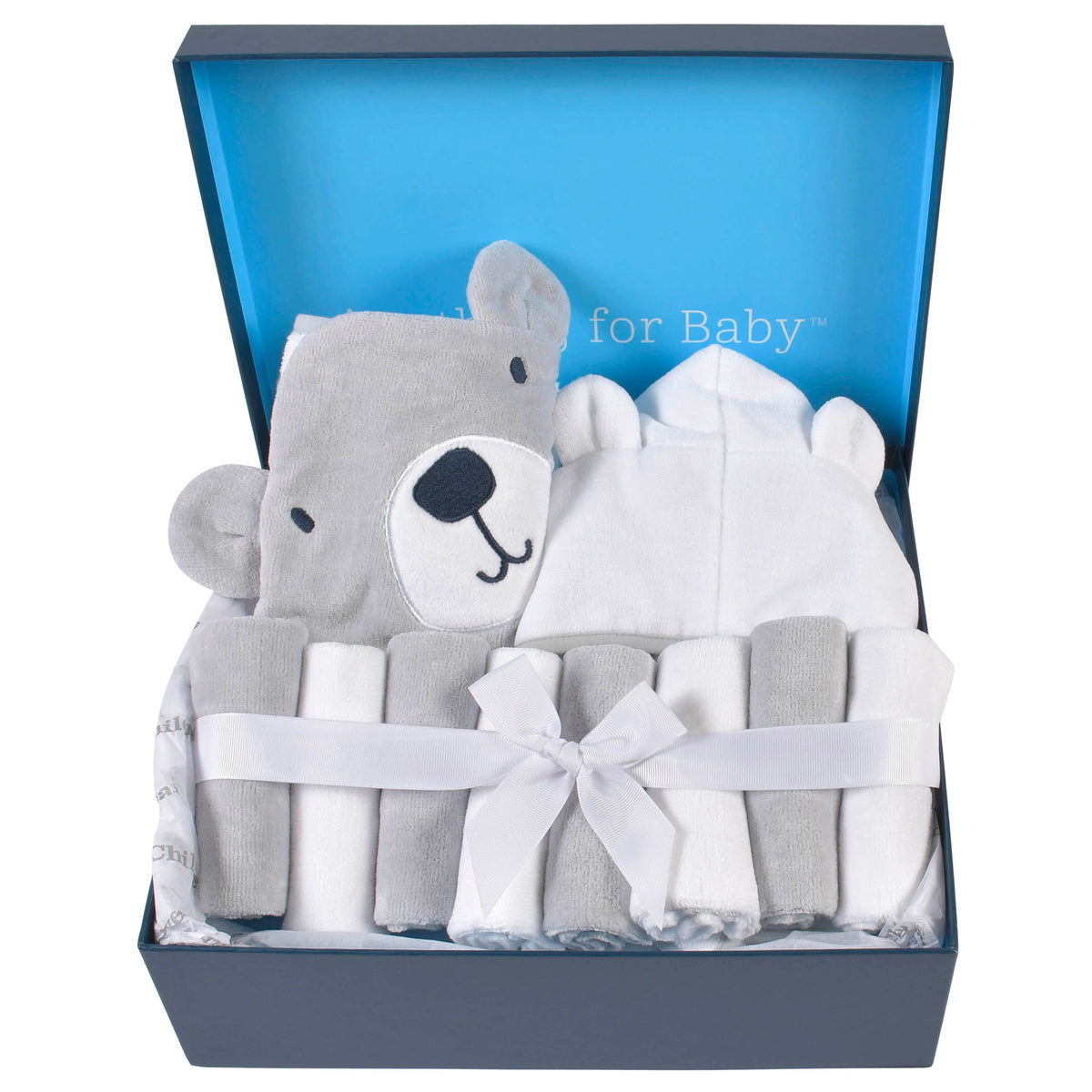 10-Piece Baby Boys Bear Hooded Towel, Robe, & Washcloths Set
