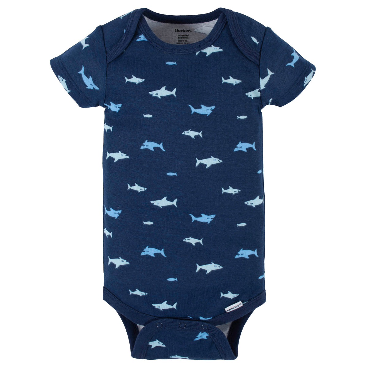 4-Pack Baby Boys Shark Zone Short Sleeve Onesies Bodysuits, view 4