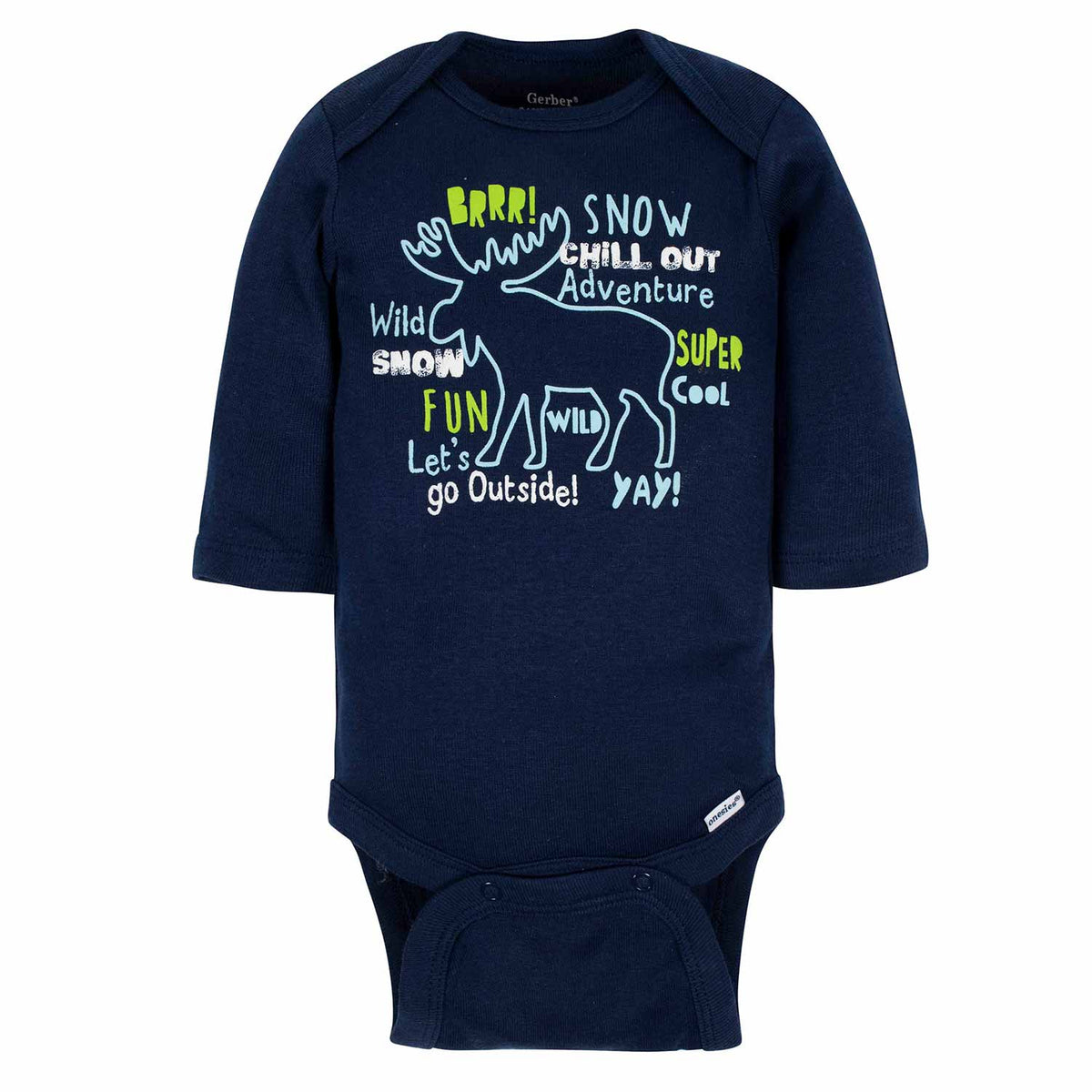 3-Pack Baby Boys Moose Long Sleeve Onesies Bodysuits, view 2