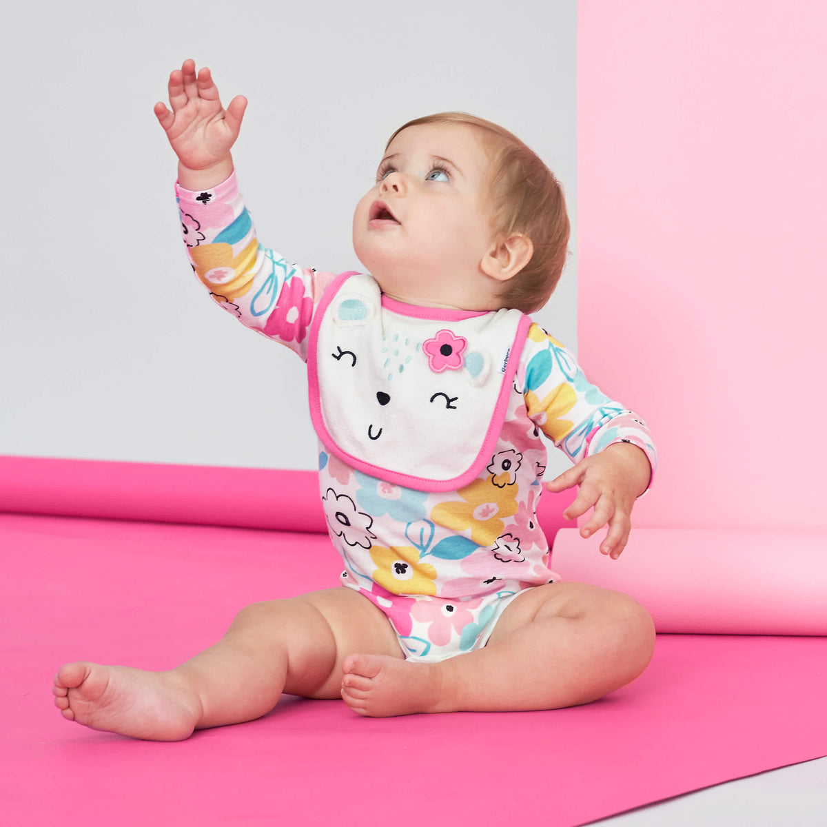 4-Pack Baby Girls Bear Dribbler Bibs, view 2