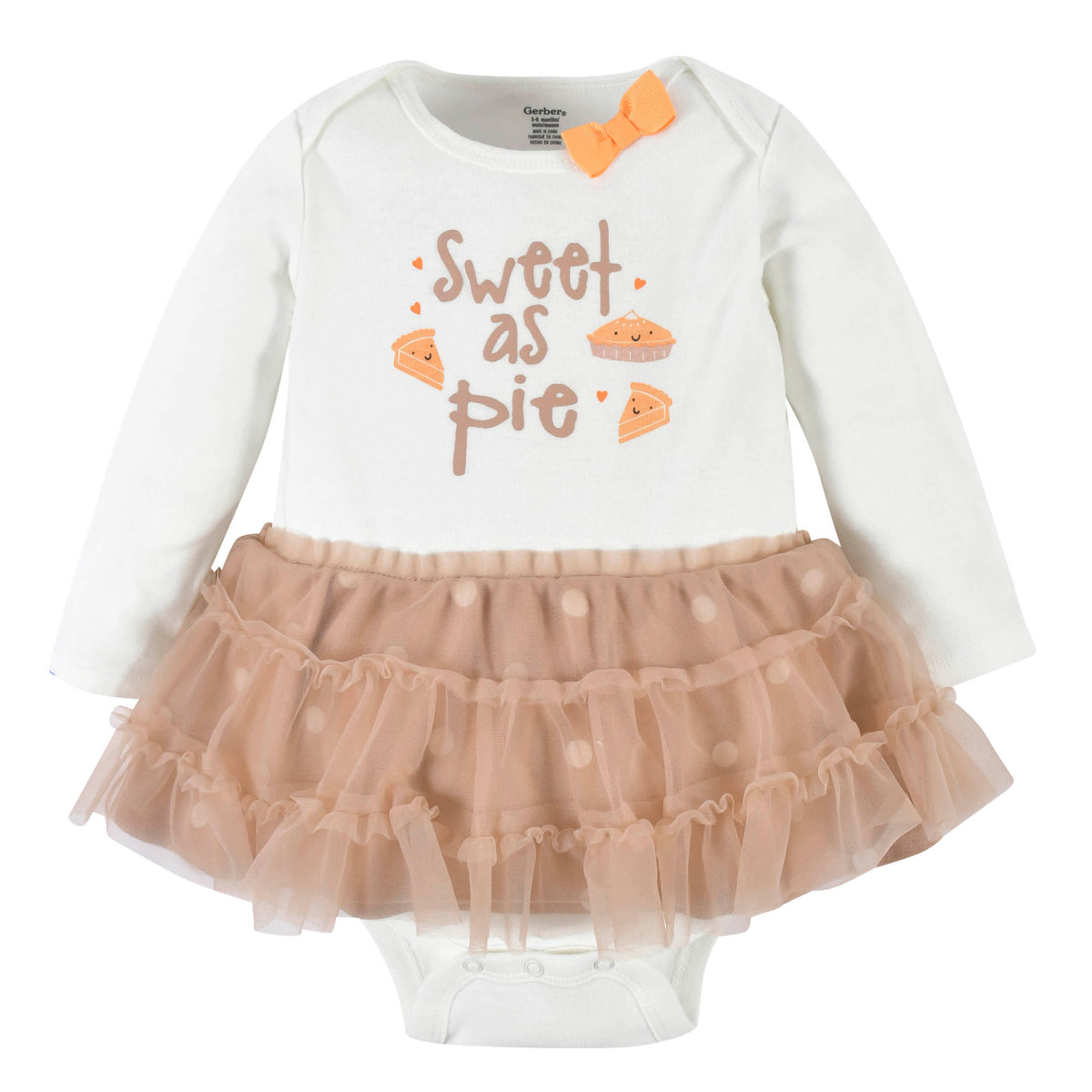 2-Piece Baby Girls Sweet As Pie Skirted Onesies Bodysuit & Cap, view 3