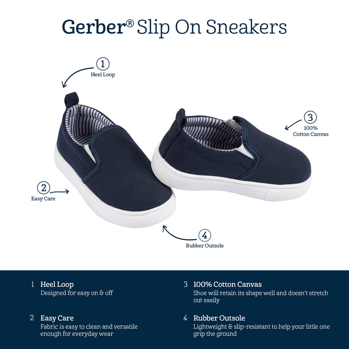 Infant & Toddler Boys Navy Slip-On Sneaker, view 5
