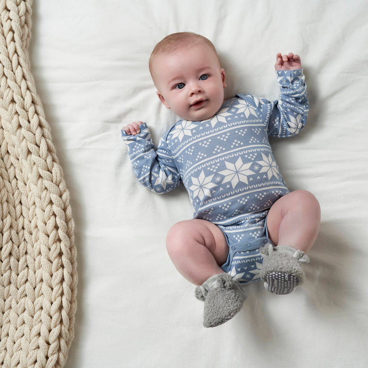 Baby Neutral Gray Sherpa Booties, view 4