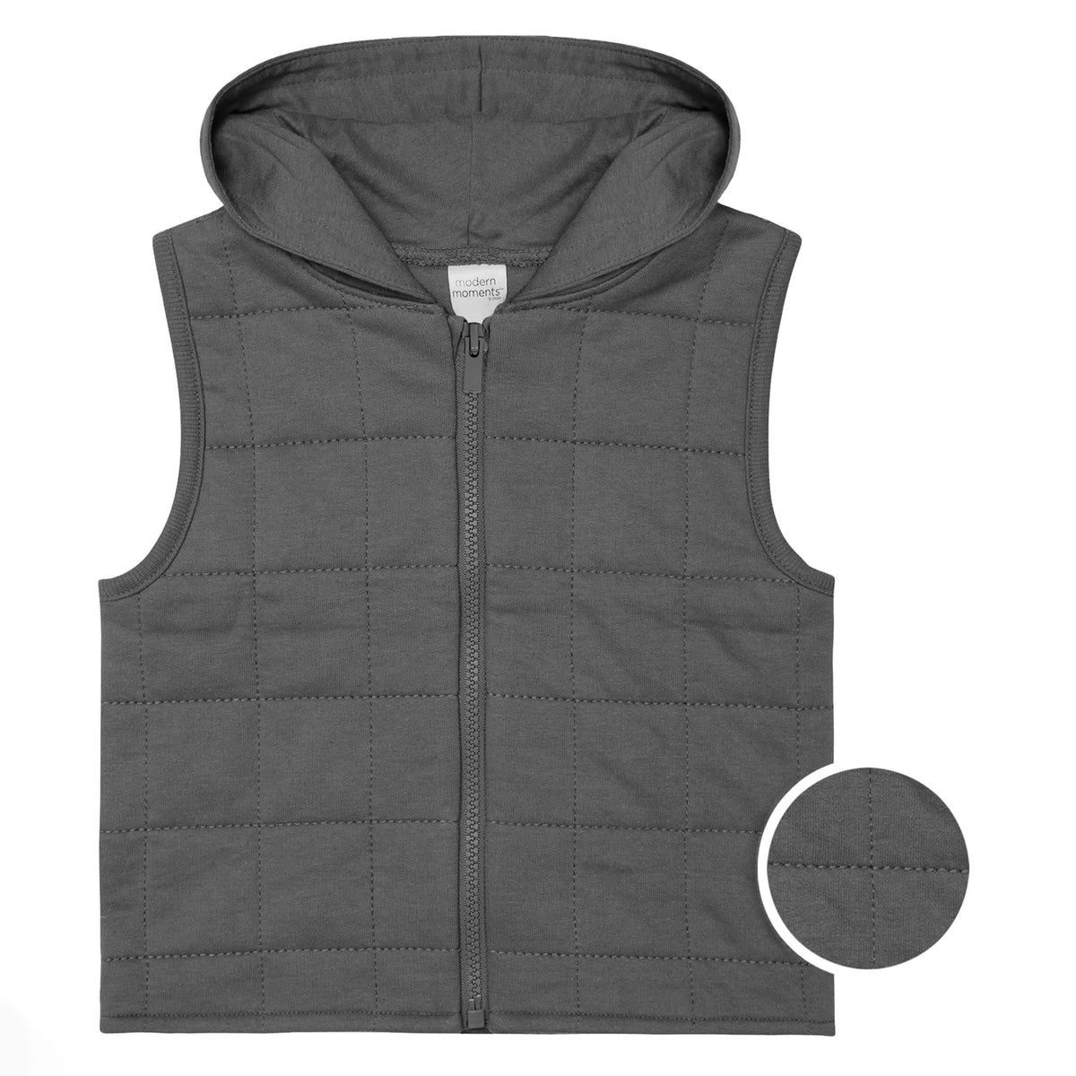 Modern Moments by Gerber Infant & Toddler Boys Gray Quilted Hooded Vest