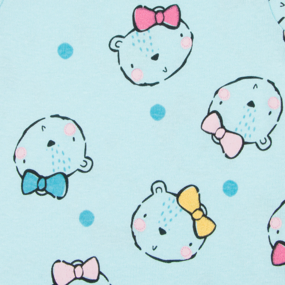 5-Pack Baby Girls Bear Caps, view 3