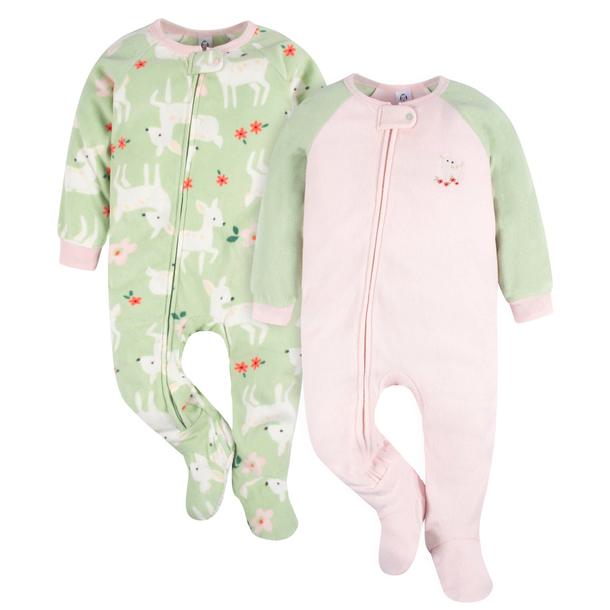 2-Pack Baby & Toddler Girls Deer Fleece Sleepers