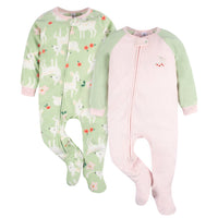 2-Pack Baby & Toddler Girls Deer Fleece Sleepers