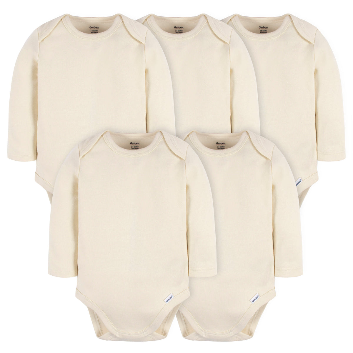 5-Pack Baby Natural Premium Long Sleeve Lap Shoulder Onesies Bodysuits