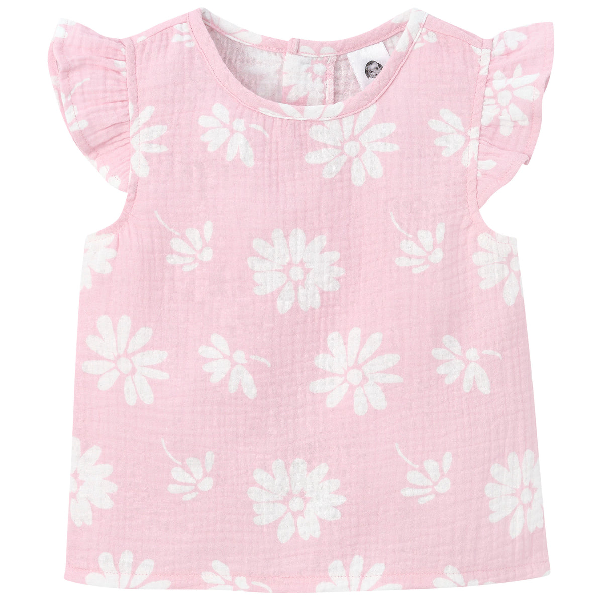 Infant & Toddler Girls Pink Floral Gauze Flutter Sleeve Top