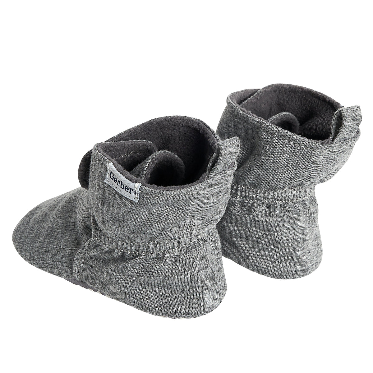 Baby Neutral Heather Gray Soft Booties, view 3
