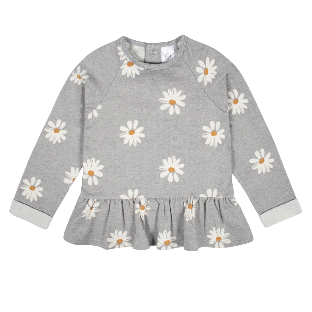 2-Piece Infant & Toddler Girls Mustard Floral Peplum Top & Leggings Set, view 2